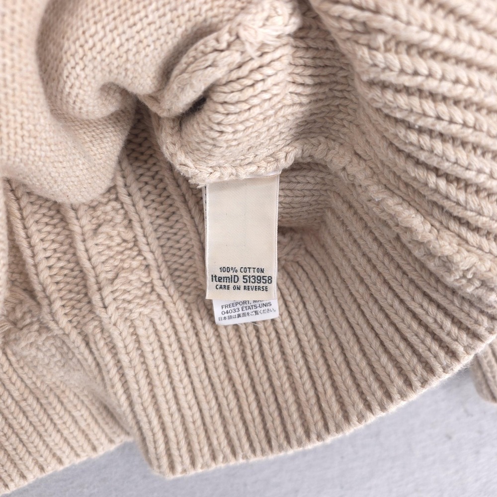 L.L.Bean Sweater Womens XS Cream Cotton Cable Knit Cowl Neck Pockets Pullover - Picture 6 of 8